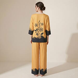 La Marey Camel Floral Printed 2pcs Pant Set - One Size Plus