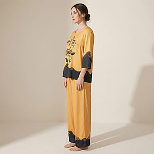 La Marey Camel Floral Printed 2pcs Pant Set - One Size Plus