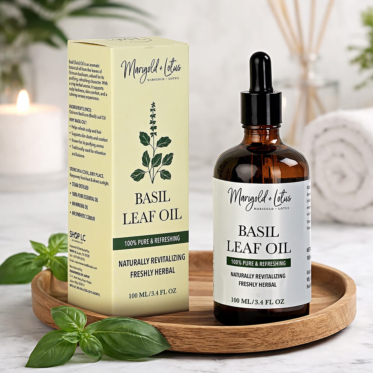 Marigold + Lotus Pure Basil Leaf Oil (3.4oz) image number 1