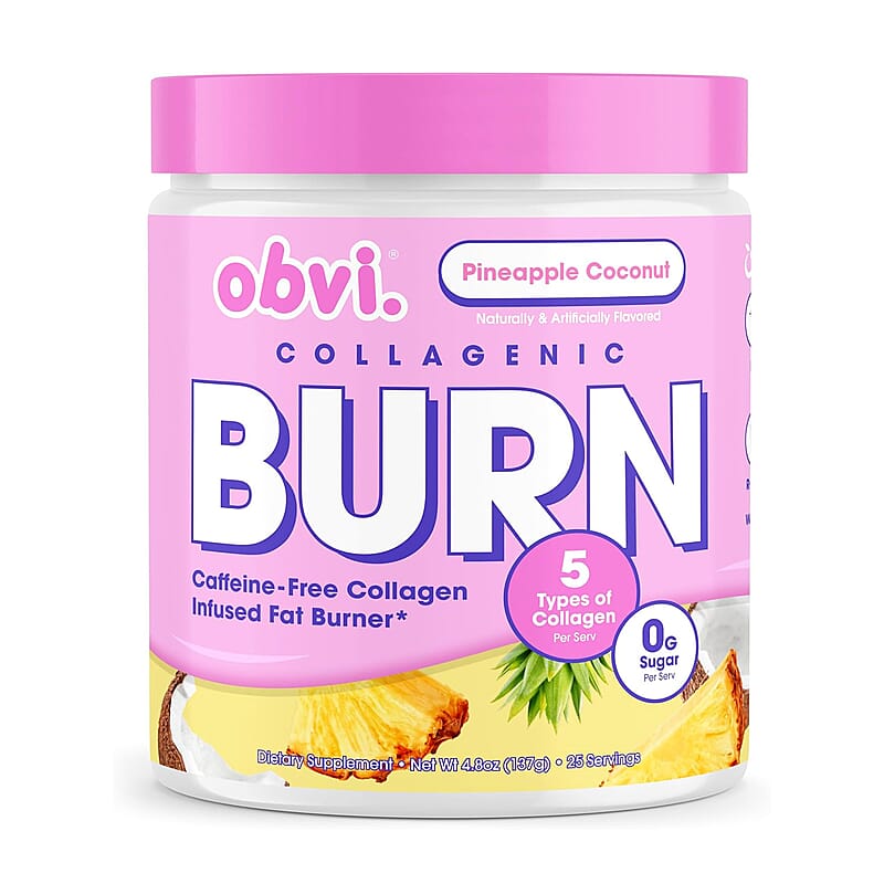 Obvi Collagenic Burn Sugar Free Fat Burner Dietary Powder- Pineapple Coconut (4.85oz) Made in US