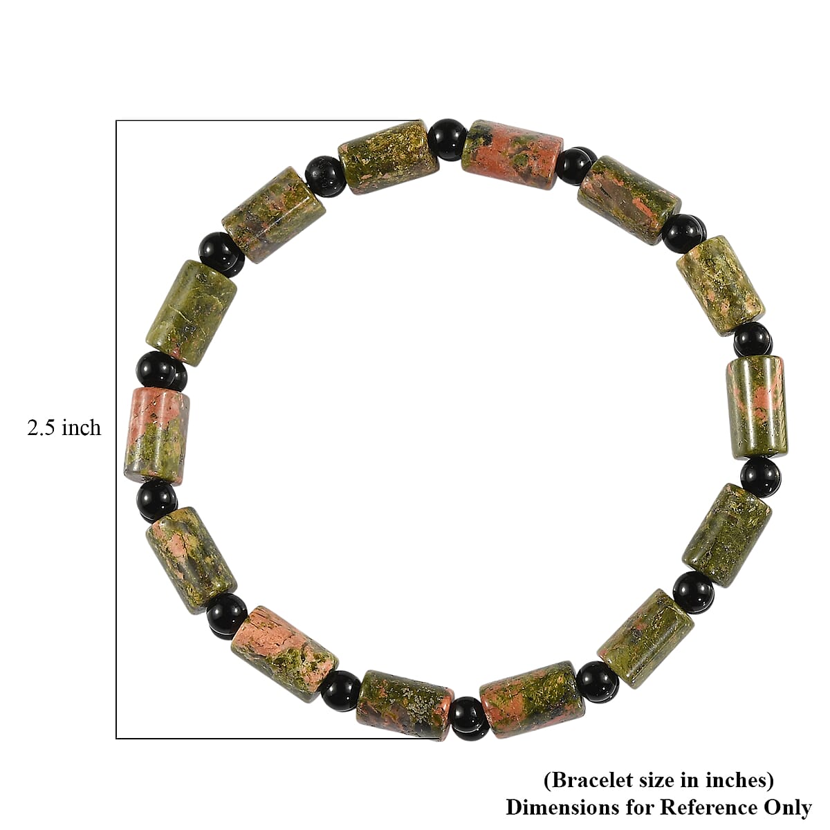 Unakite and Thai Black Spinel 109.00 ctw Beaded Stretch Bracelet image number 5