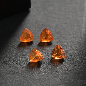 0.54 ctw Trillion Cut Fire Opal Loose Gemstones &ndash; AA Grade (Set Of 4) (4 mm)