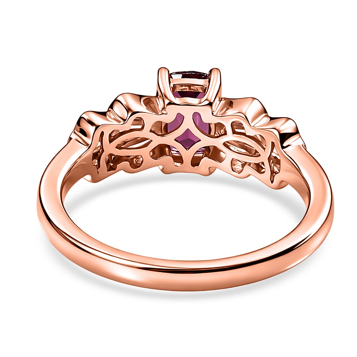 D'Joy Premium Malawi Magenta Garnet and Moissanite 1.85 ctw Ring in 18K Vermeil Rose Gold Over Sterling Silver (Size 10.0) image number 4