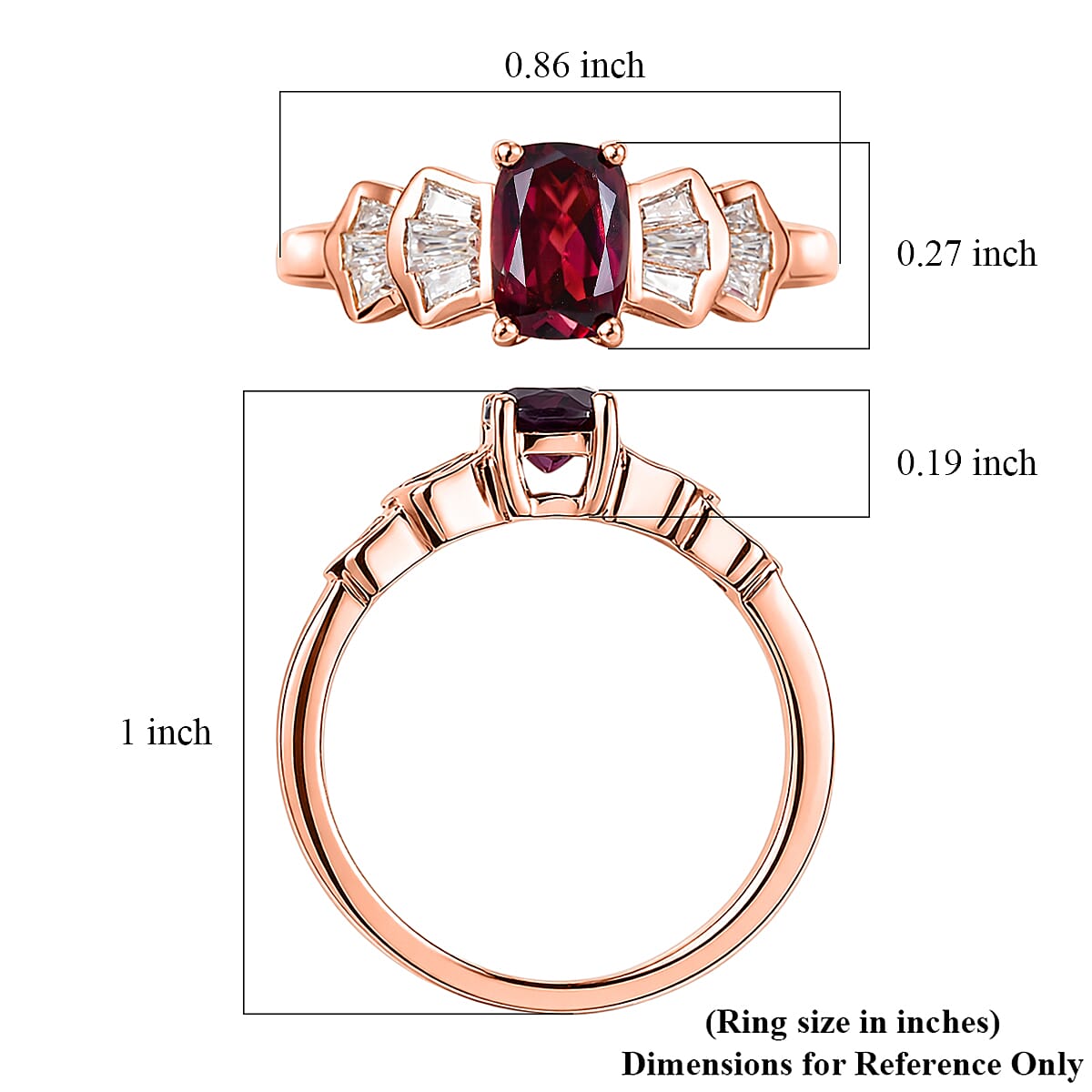 D'Joy Premium Malawi Magenta Garnet and Moissanite 1.85 ctw Ring in 18K Vermeil Rose Gold Over Sterling Silver (Size 10.0) image number 5