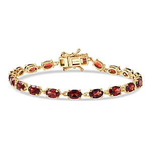 D'Joy Mozambique Garnet 9.85 ctw Bracelet in 18K Vermeil Yellow Gold Over Sterling Silver (6.50 In)