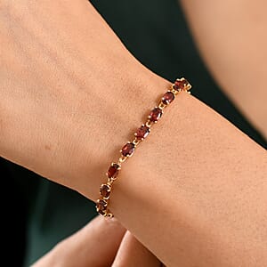 D'Joy Premium Mozambique Garnet 9.85 ctw Flame Line Bracelet in 18K Vermeil Yellow Gold Over Sterling Silver (6.50 In)