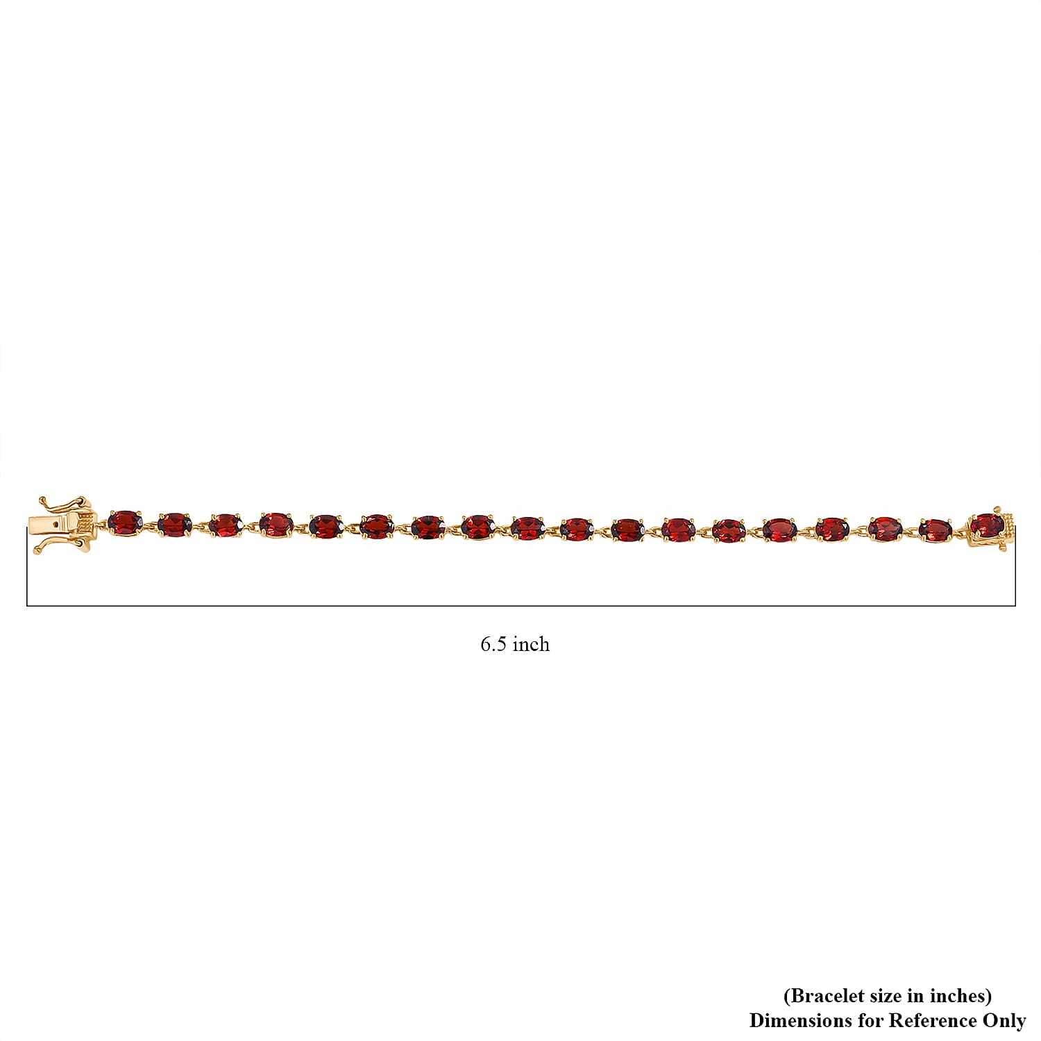 D'Joy Premium Mozambique Garnet 9.85 ctw Flame Line Bracelet in 18K Vermeil Yellow Gold Over Sterling Silver (6.50 In)