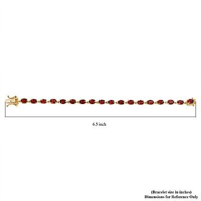 D'Joy Premium Mozambique Garnet 9.85 ctw Flame Line Bracelet in 18K Vermeil Yellow Gold Over Sterling Silver (6.50 In)