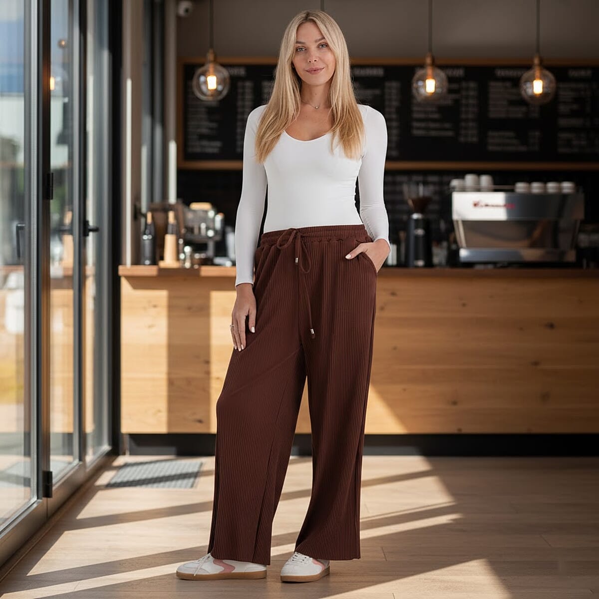  La Marey Brown Knit Pants - One Size Fits Most image number 1
