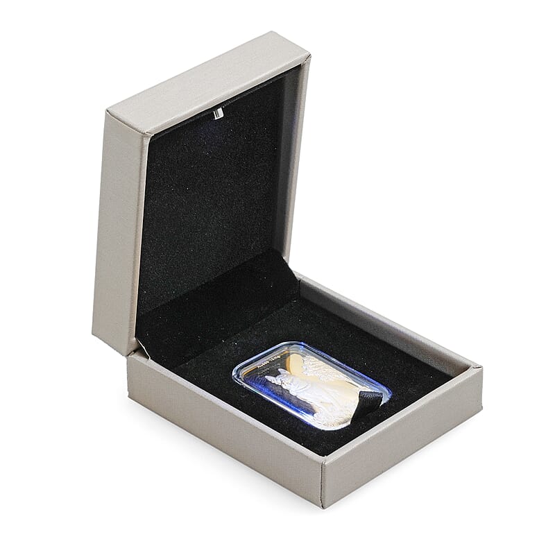 Grey Faux Leather and Black Velvet LED Light Packaging Box