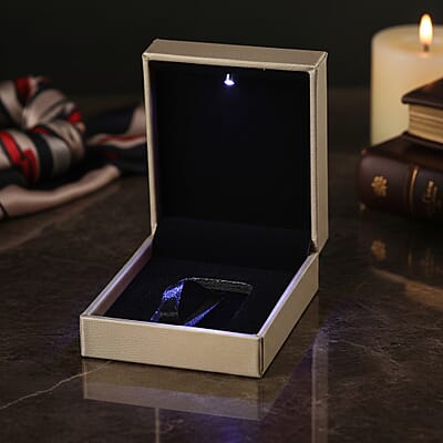 Grey Faux Leather and Black Velvet LED Light Packaging Box