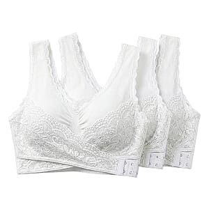 CaraMia Set of 3 White Bras- L