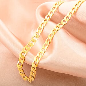 Italian 14K YG Over Sterling Silver Flat Curb Chain Necklace (18 Inches) (5.10 Grams)