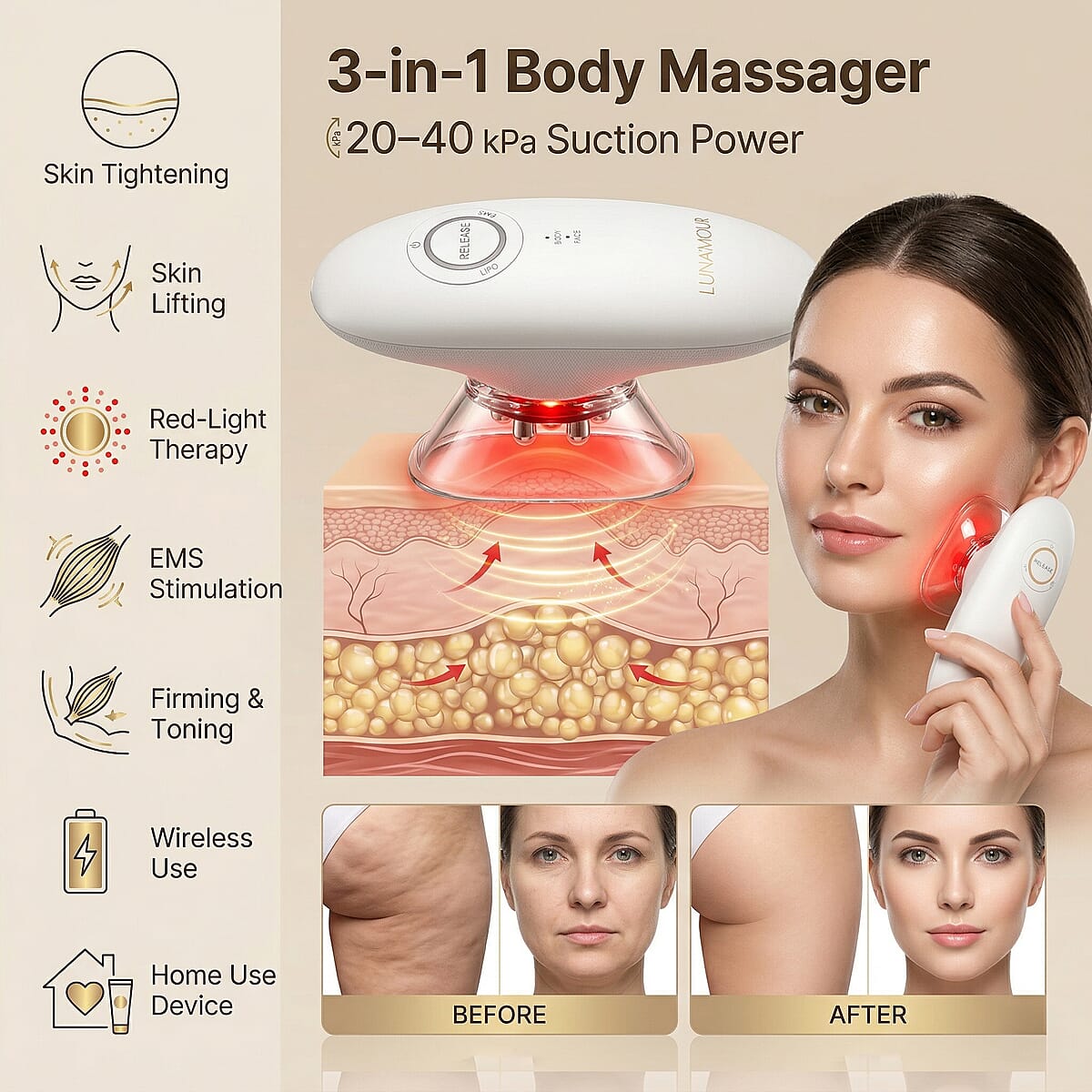 Refurbished CelluFade BodyBliss EMS Vacuum & Red-Light Therapy Device image number 1
