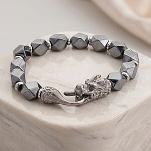 Terahertz 100.00 ctw Beaded Bracelet with Dragon Lock in Stainless Steel (7.50 In)