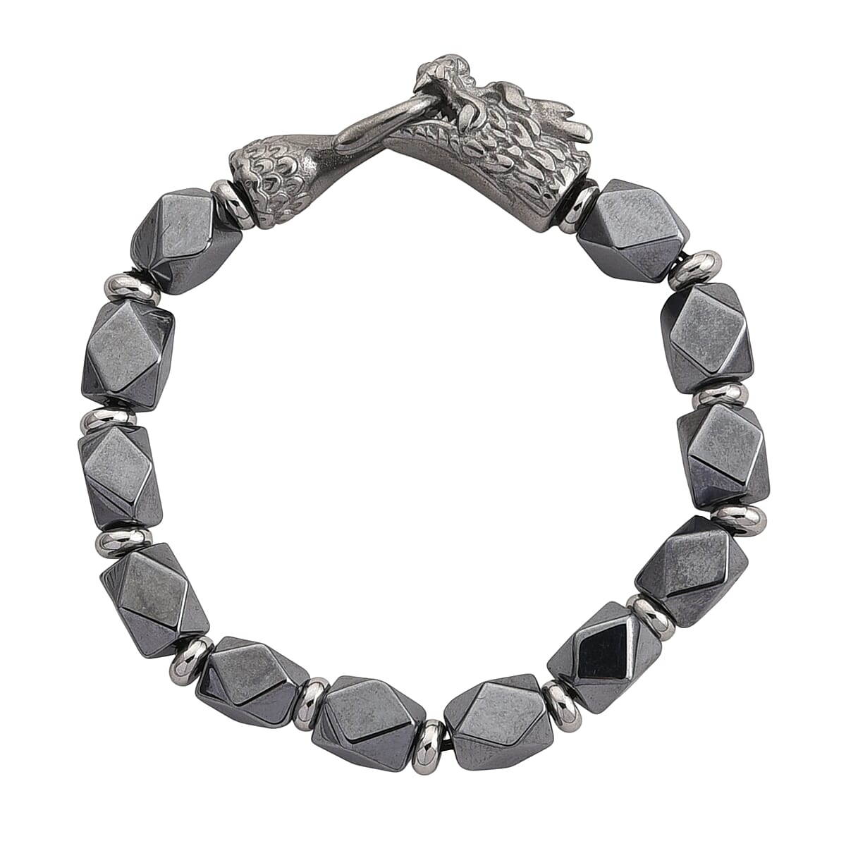 Terahertz 100.00 ctw Beaded Bracelet with Dragon Lock in Stainless Steel (7.50 In) image number 4