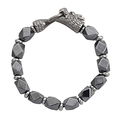 Terahertz 100.00 ctw Beaded Bracelet with Dragon Lock in Stainless Steel (7.50 In)