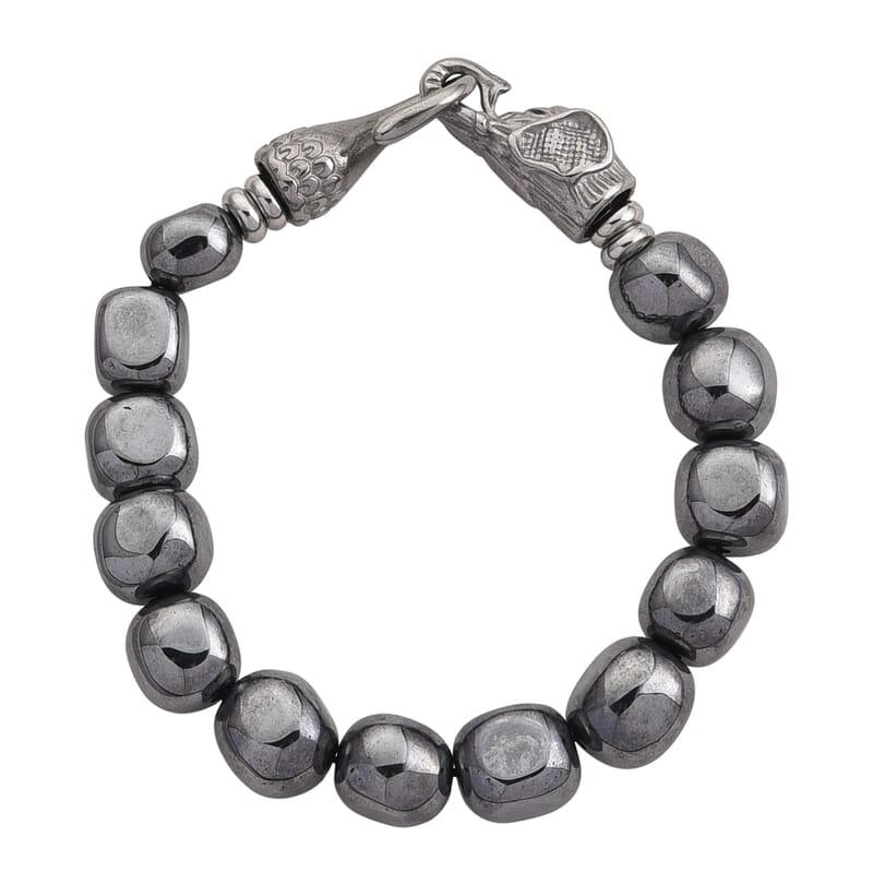 Terahertz 145.00 ctw Cushion Beaded Bracelet with Elephant Lock in Stainless Steel (8.00 In)