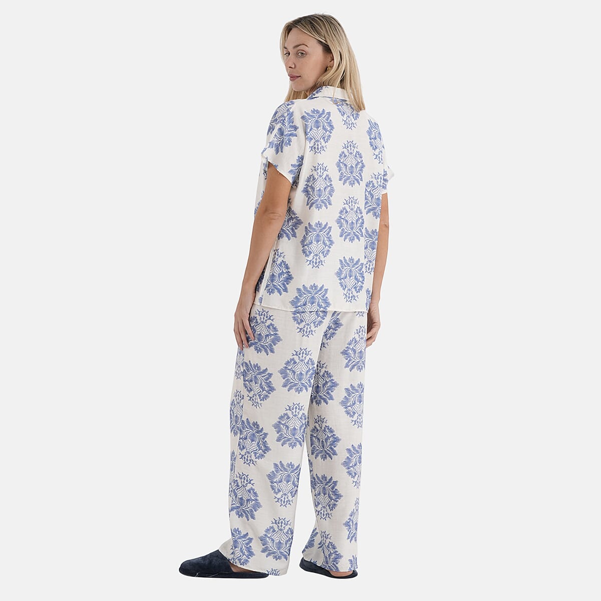 La Marey White Blue Viscose 2 Piece Lounge Set - S/M image number 2