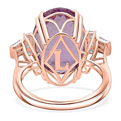 AAAA Patroke Kunzite, Lab Grown Diamond Ring in 10K Rose Gold 17.00 ctw (Size 5.0)
