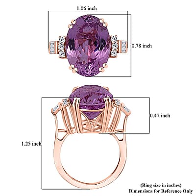 AAAA Patroke Kunzite, Lab Grown Diamond Ring in 10K Rose Gold 17.00 ctw (Size 5.0)