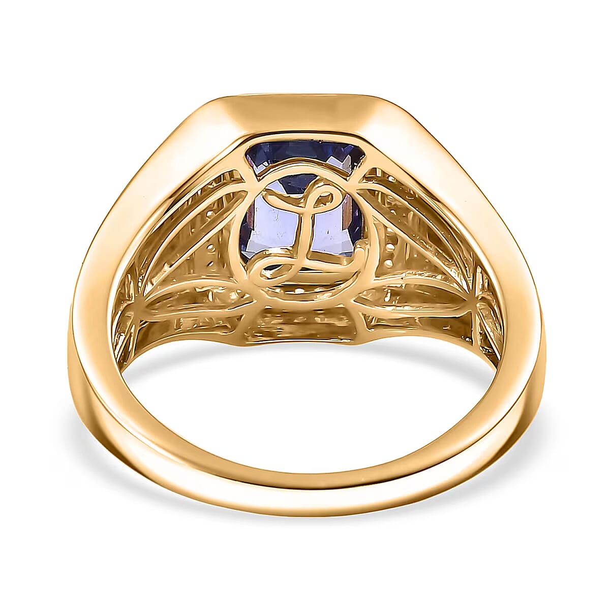  Luxoro Premium Tanzanite and I2 Diamond 2.90 ctw Crowned Titan Men's Ring in 14K Yellow Gold (Size 10.5) 7.55 Grams  image number 6