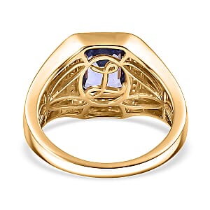  Luxoro Premium Tanzanite and I2 Diamond 2.90 ctw Crowned Titan Men's Ring in 14K Yellow Gold (Size 13.0) 7.55 Grams 