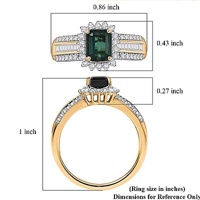 Luxoro AAAA Monte Belo Indicolite and I2 Diamond 1.80 ctw Royal Elegance Ring in 14K Yellow Gold (Size 5.0)