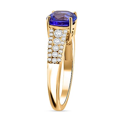 Tanzanite, Lab Grown Diamond (G-H, SI) Ring in 10K Yellow Gold 2.35 ctw (Size 5.0)