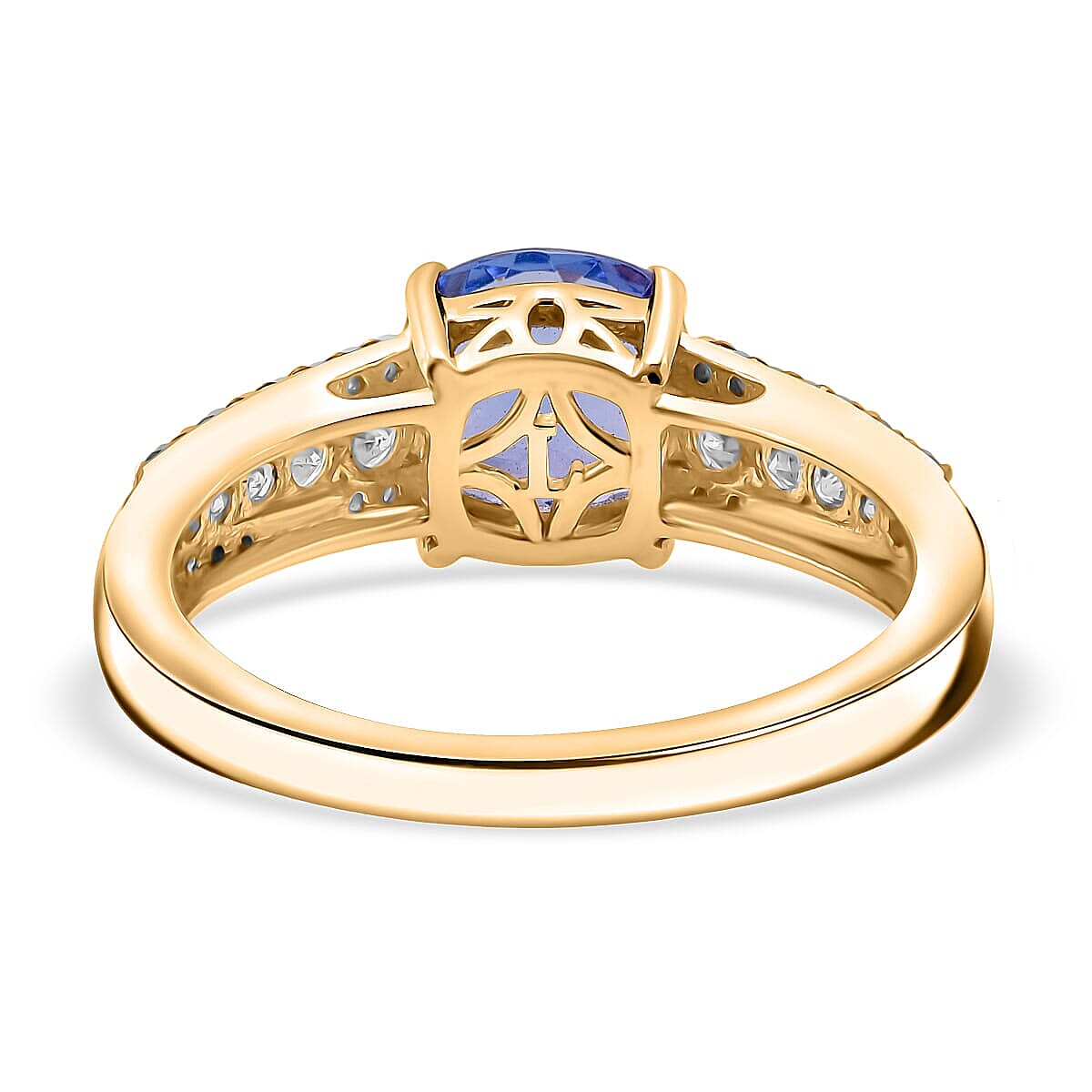 Doorbuster Premium Tanzanite and Luxuriant Lab Grown Diamond G-H SI 2.35 ctw Royal Regency Ring in 10K Yellow Gold (Size 8.5) image number 4