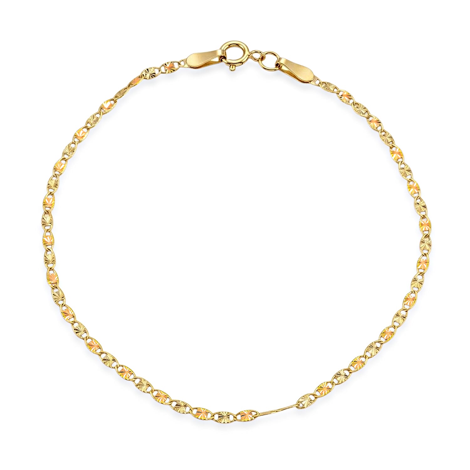 Mariner Link Chain Bracelet in 10K Tri-color Gold (7.25 In) 0.75 Grams