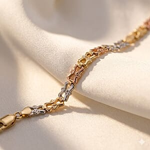 Designer Link Bracelet in 10K Tri-color Gold (7.25 In) 2.87 Grams