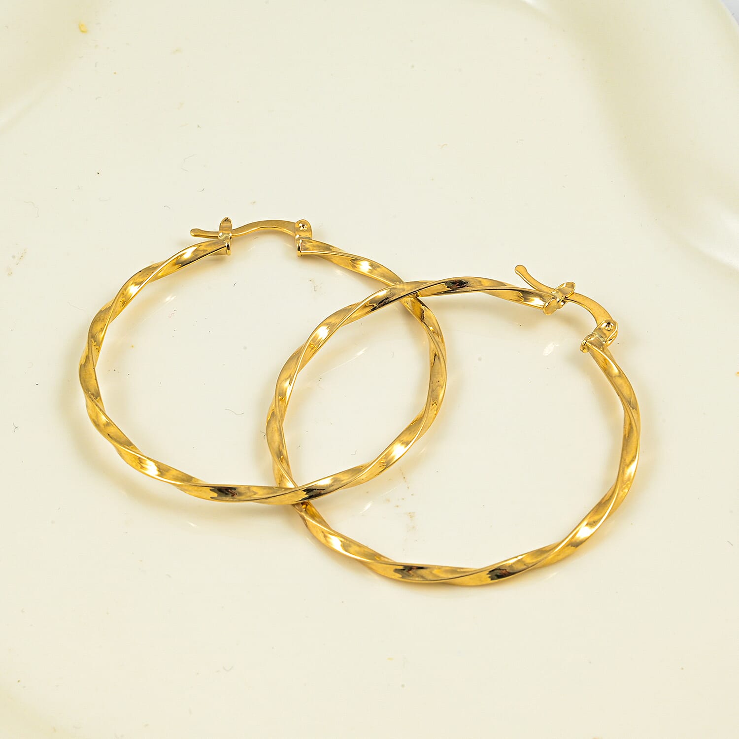 Swirl Hoop Earrings in 10K Yellow Gold 2.91 Grams