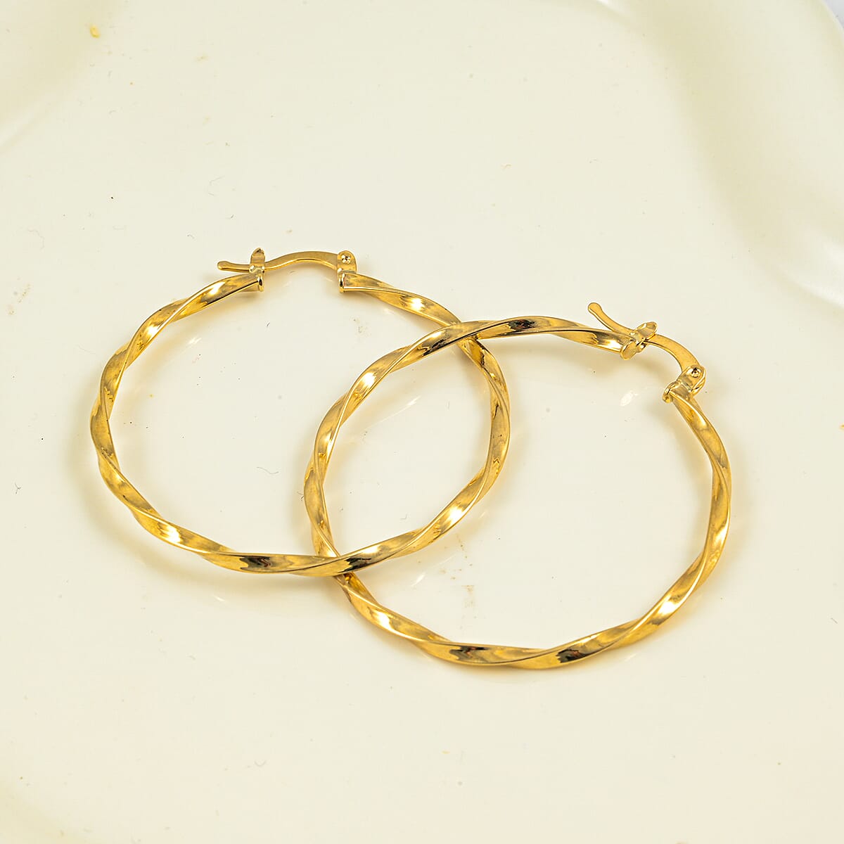 Swirl Hoop Earrings in 10K Yellow Gold 2.91 Grams image number 1