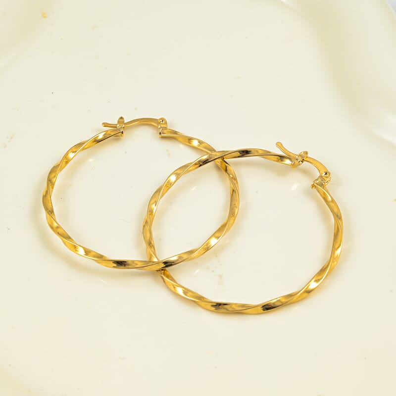 Swirl Hoop Earrings in 10K Yellow Gold 2.91 Grams