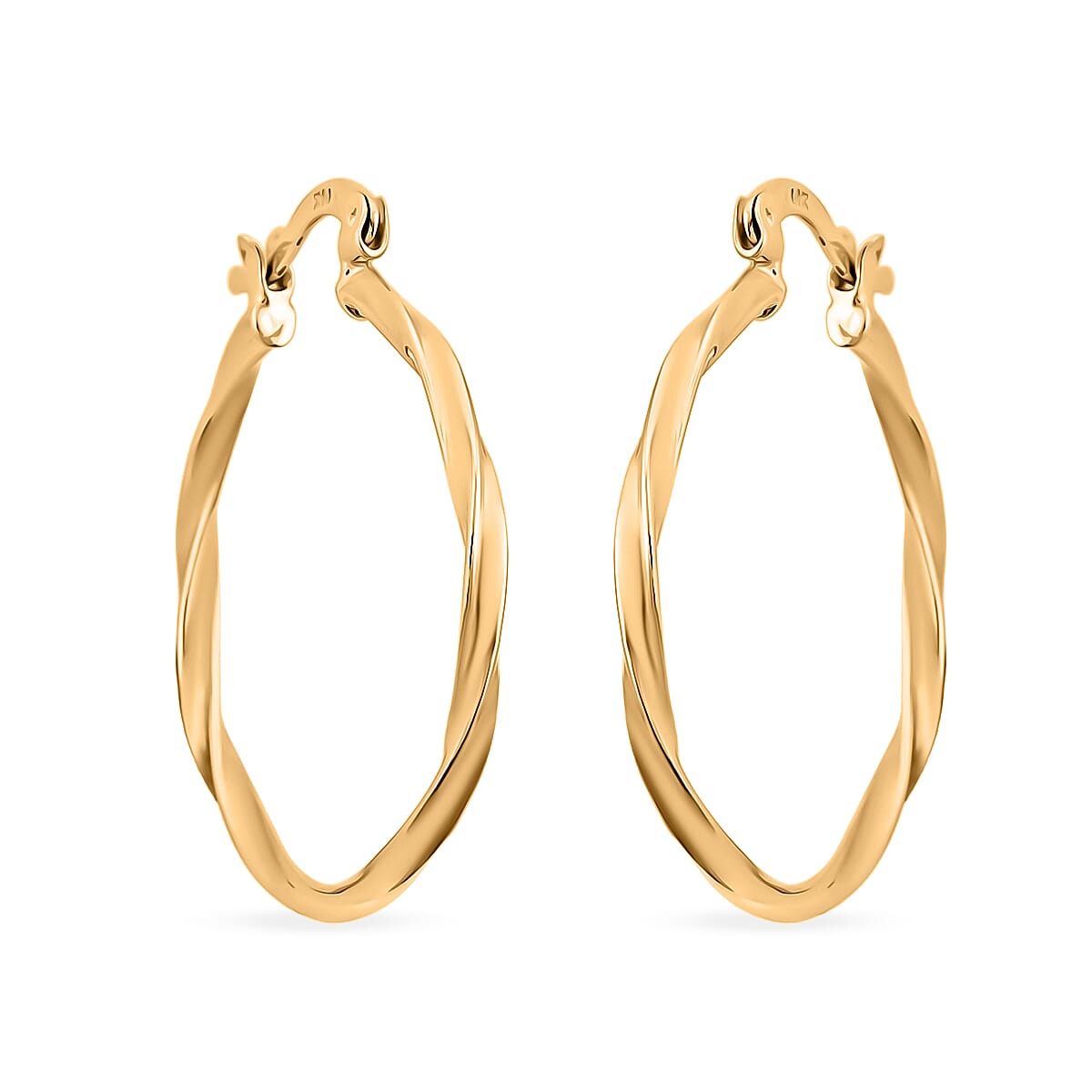 10K Yellow Gold Swirl Hoop Earrings 2.02 Grams