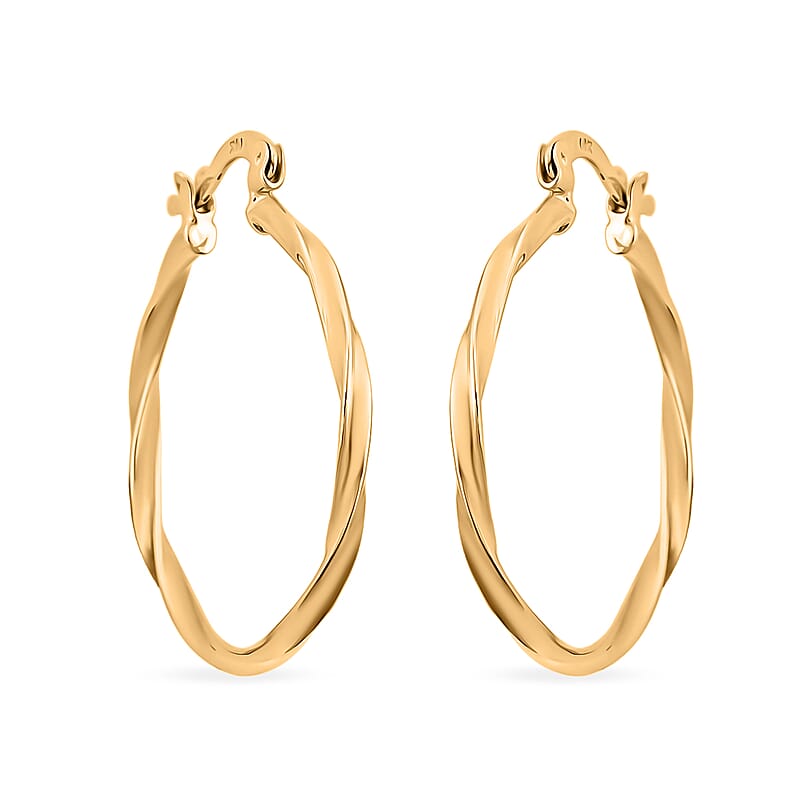 10K Yellow Gold Swirl Hoop Earrings 2.02 Grams