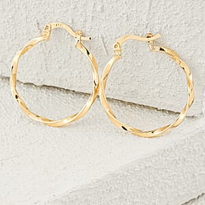 10K Yellow Gold Swirl Hoop Earrings 2.02 Grams