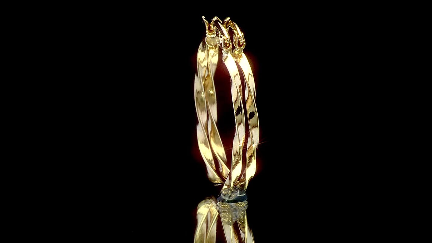 10K Yellow Gold Swirl Hoop Earrings 2.02 Grams