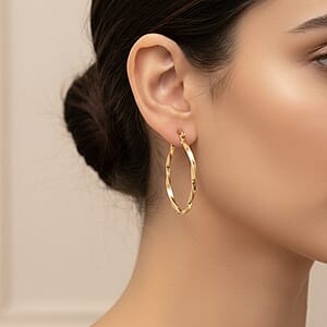 10K Yellow Gold Swirl Hoop Earrings 2.02 Grams