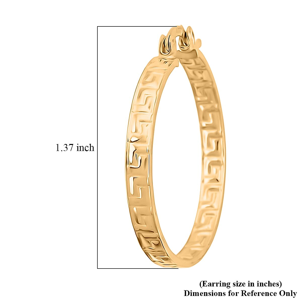 10K Yellow Gold Greek Key Hoop Earrings 3.32 Grams