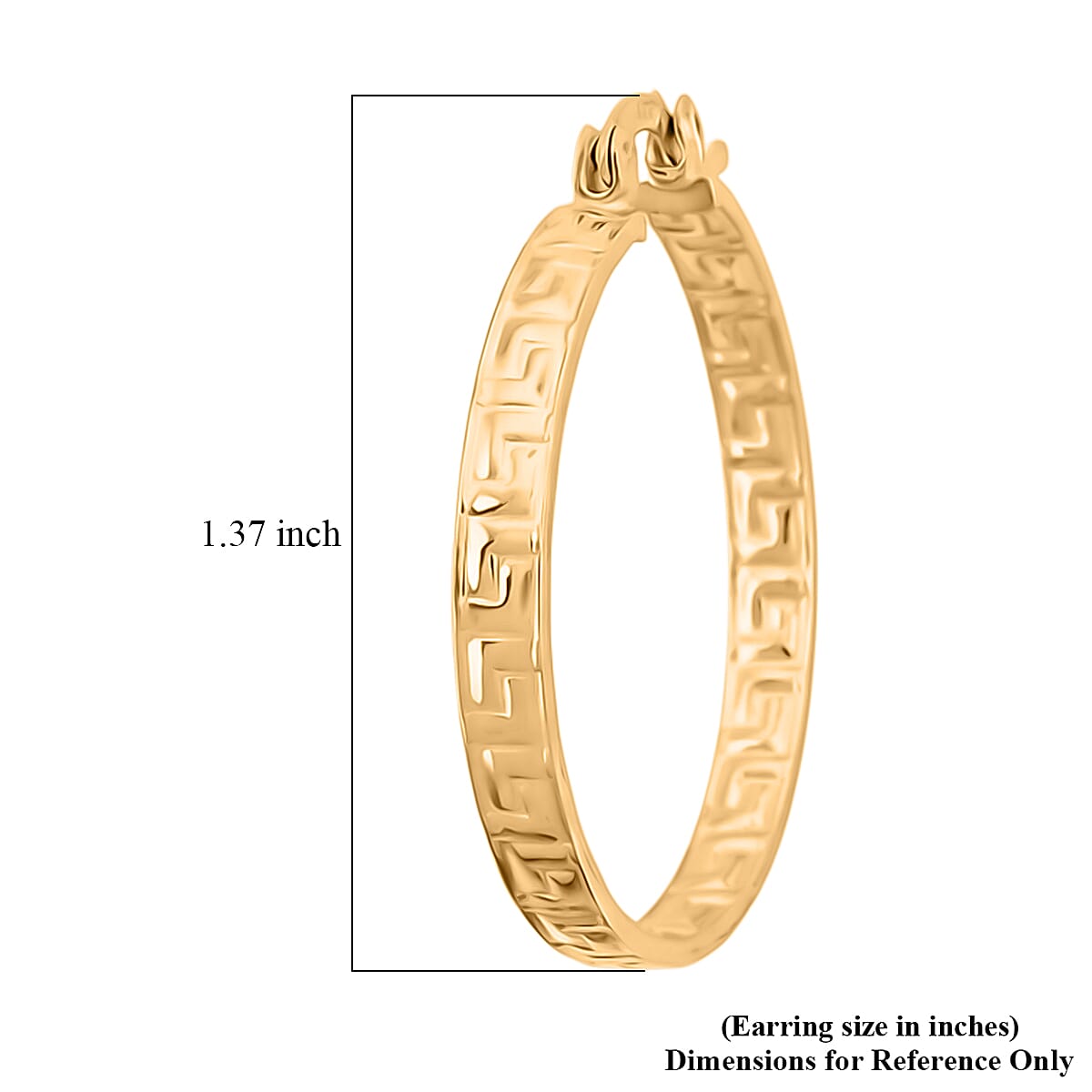 10K Yellow Gold Greek Key Hoop Earrings 3.32 Grams image number 4
