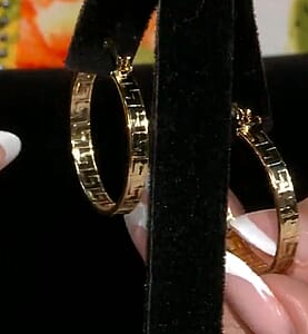 Small Greek Key Hoop Earrings in 10K Yellow Gold 2.35 Grams