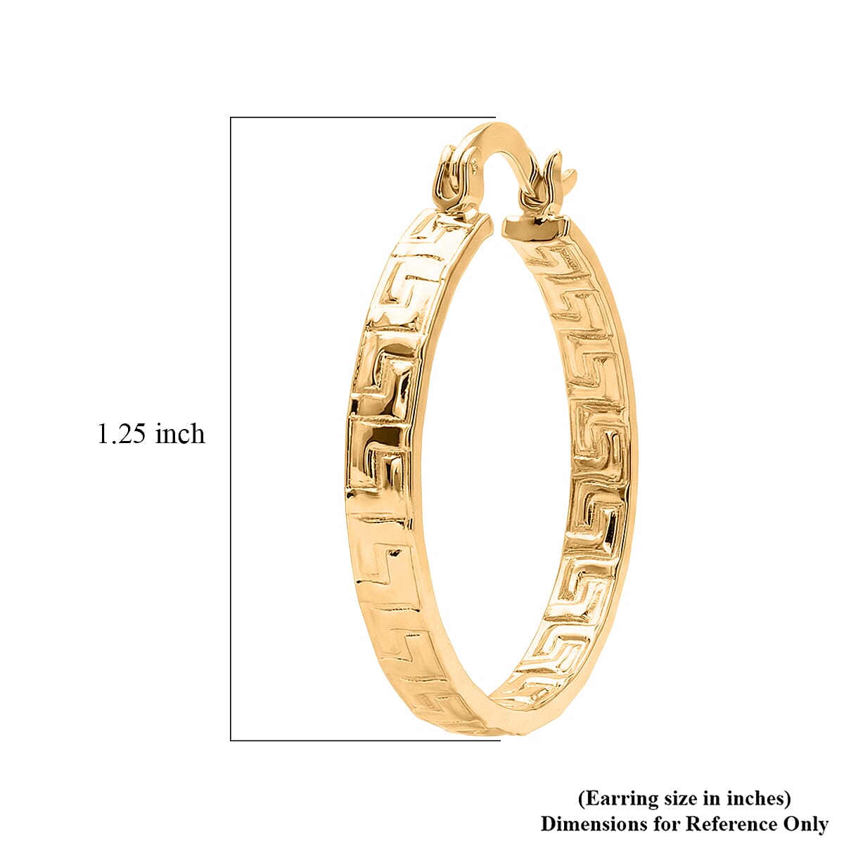Small Greek Key Hoop Earrings in 10K Yellow Gold 2.35 Grams image number 4
