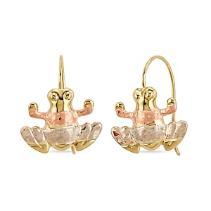 10K Yellow Gold Frog Earrings 0.82 Grams