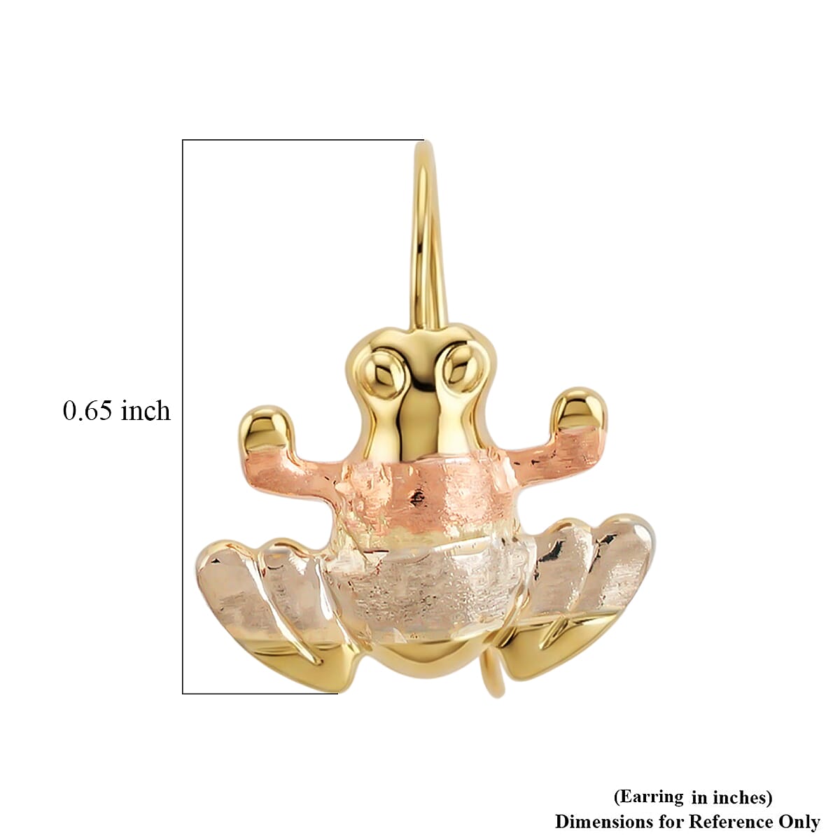 10K Yellow Gold Frog Earrings 0.82 Grams