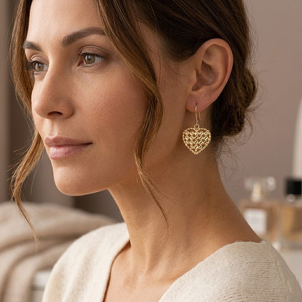 Diamond-Cut Heart Earrings in 10K Yellow Gold 1.48 Grams