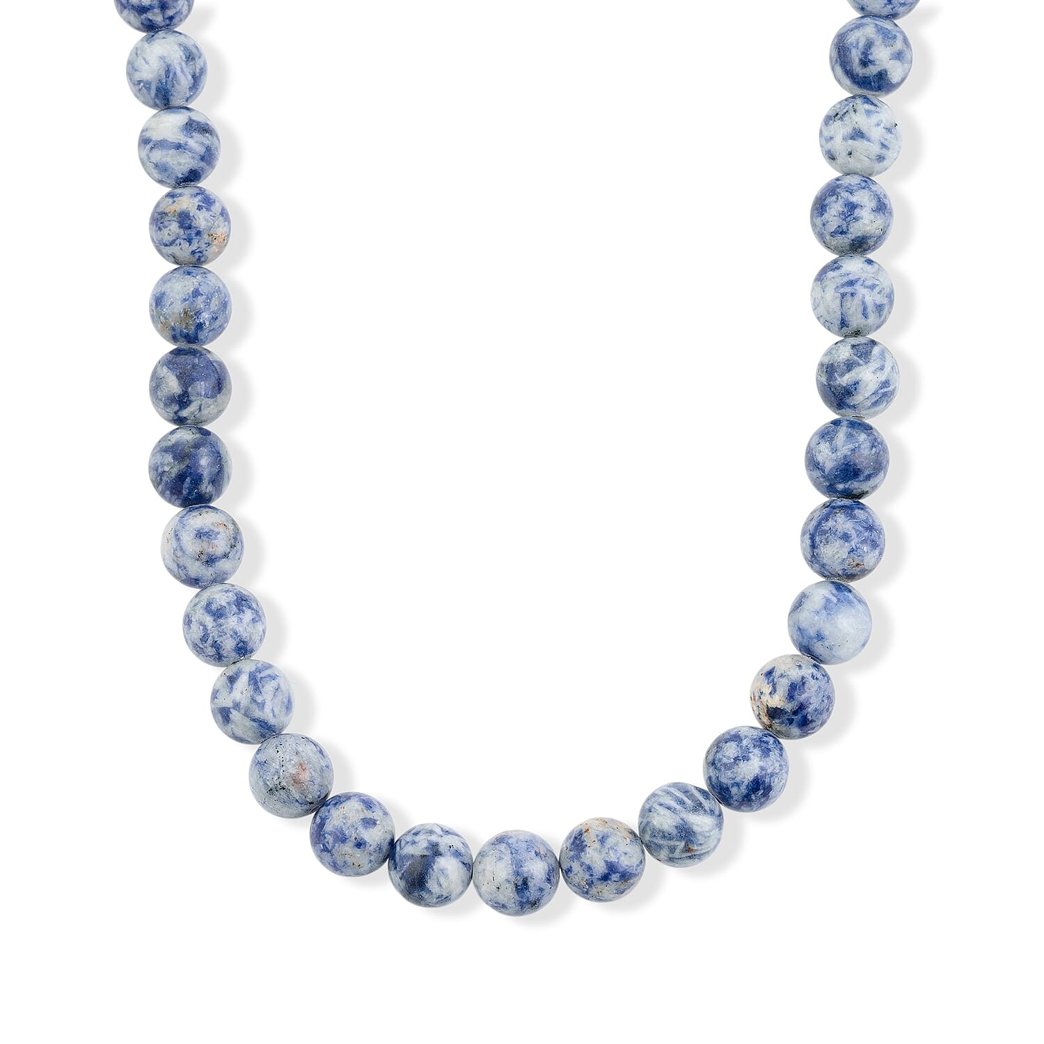 Blue Point Jasper Beaded Necklace in Sterling Silver 288.70 ctw (18 Inches)
