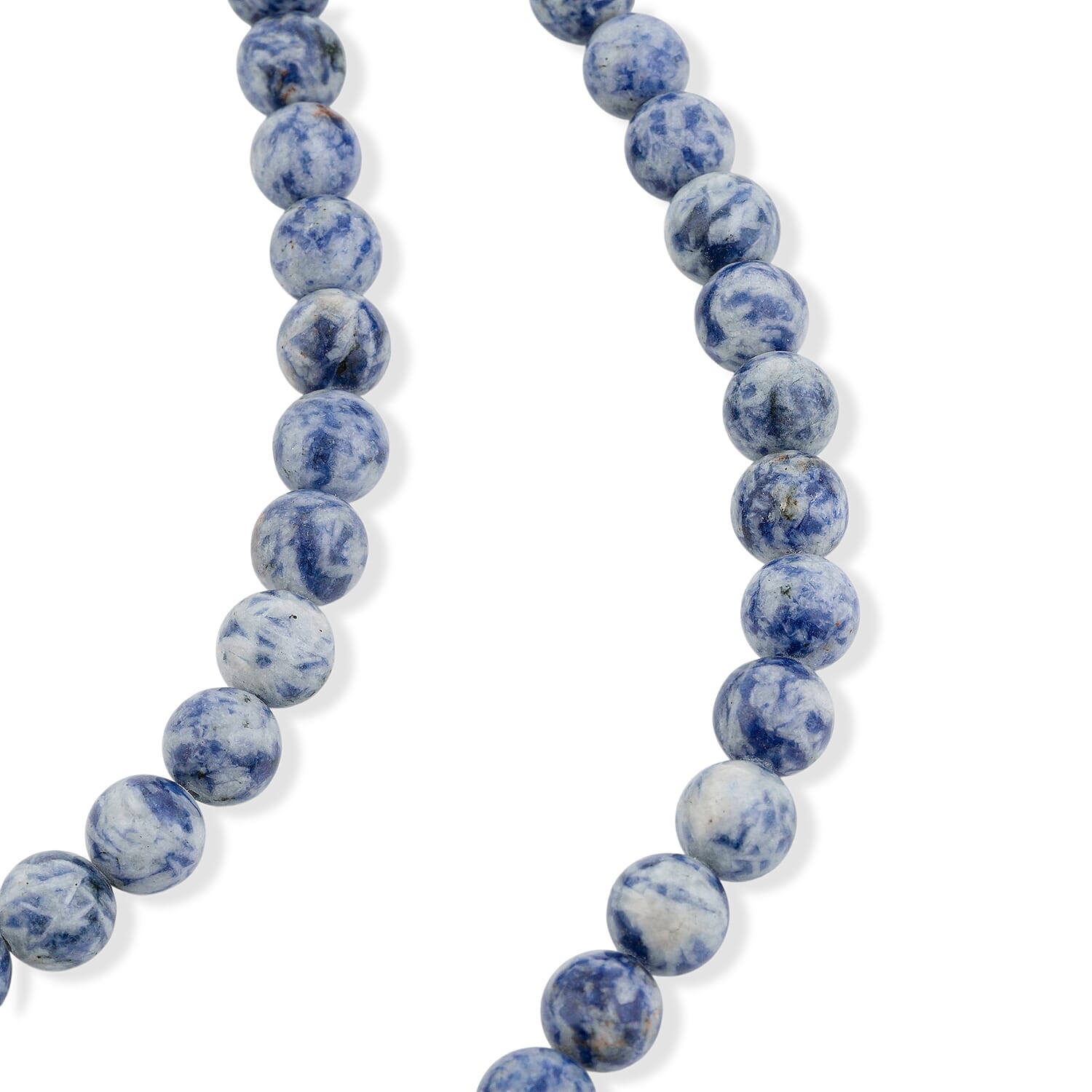 Blue Point Jasper Beaded Necklace in Sterling Silver 288.70 ctw (18 Inches)