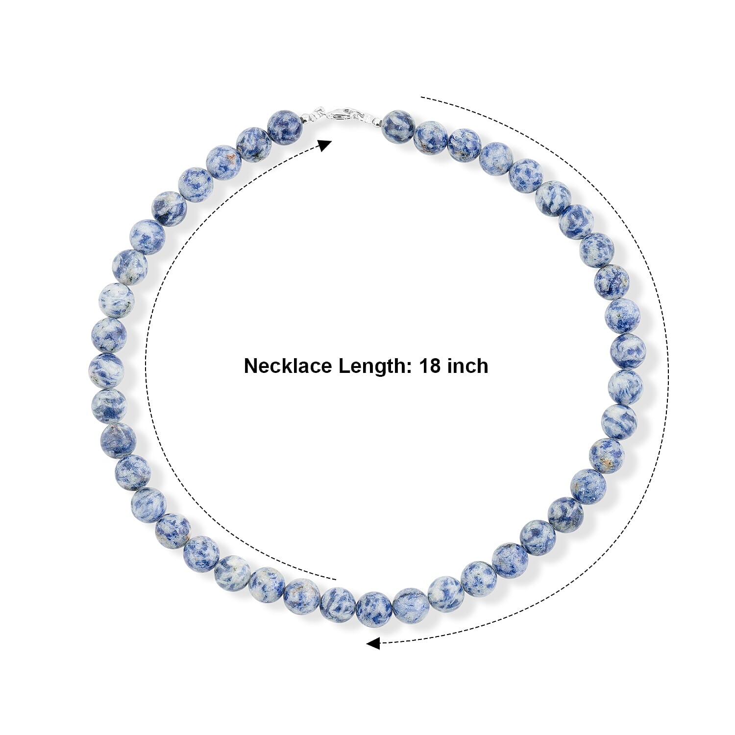 Blue Point Jasper Beaded Necklace in Sterling Silver 288.70 ctw (18 Inches)